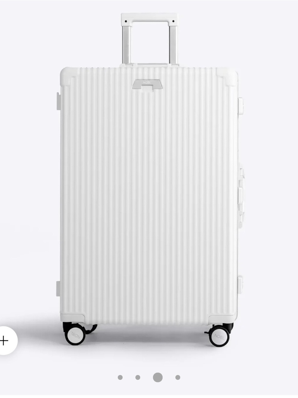 White Hardshell Spinner Suitcase with Vertical Rib Design